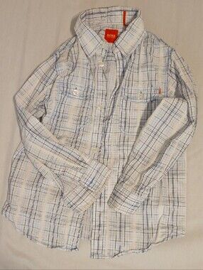 Boss White & Blue Plaid Long-Sleeve Shirt